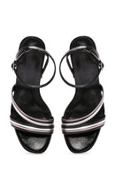 Women's Black Ankle Strap Metallic Heeled Sandals | Derimod Women's Black Ankle Strap Metallic Heeled Sandals | Derimod