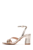 Kadın Altın Bilekten Bantlı Metalik Topuklu Sandalet | Derimod Kadın Altın Bilekten Bantlı Metalik Topuklu Sandalet | Derimod