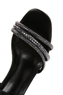 Kadın Siyah Bilekten Bantlı Taşlı Topuklu Sandalet | Derimod Kadın Siyah Bilekten Bantlı Taşlı Topuklu Sandalet | Derimod