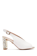Women's White Thick Heeled Sandals | Derimod Women's White Thick Heeled Sandals | Derimod