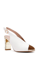 Women's White Thick Heeled Sandals | Derimod Women's White Thick Heeled Sandals | Derimod