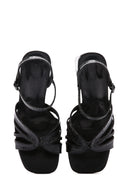 Women's Black Ankle Strap Thick Heeled Sandals | Derimod Women's Black Ankle Strap Thick Heeled Sandals | Derimod