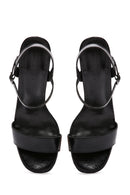 Kadın Siyah Bilekten Bantlı Metalik İnce Topuklu Sandalet | Derimod Kadın Siyah Bilekten Bantlı Metalik İnce Topuklu Sandalet | Derimod