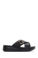 Women's Black Thick Soled Comfort Slippers | Derimod Women's Black Thick Soled Comfort Slippers | Derimod