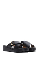 Women's Black Thick Soled Comfort Slippers | Derimod Women's Black Thick Soled Comfort Slippers | Derimod