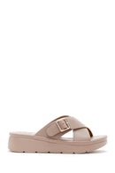 Women's Beige Thick Soled Comfort Slippers | Derimod Women's Beige Thick Soled Comfort Slippers | Derimod
