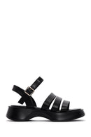Women's Black Ankle Strap Thick Soled Comfort Sandals | Derimod Women's Black Ankle Strap Thick Soled Comfort Sandals | Derimod