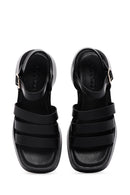 Women's Black Ankle Strap Thick Soled Comfort Sandals | Derimod Women's Black Ankle Strap Thick Soled Comfort Sandals | Derimod