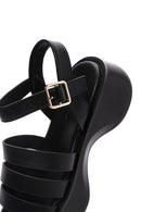 Women's Black Ankle Strap Thick Soled Comfort Sandals | Derimod Women's Black Ankle Strap Thick Soled Comfort Sandals | Derimod
