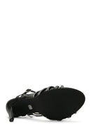 Kadın Siyah Taşlı İnce Topuklu Sandalet | Derimod Kadın Siyah Taşlı İnce Topuklu Sandalet | Derimod