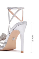 Kadın Gümüş Taşlı İnce Topuklu Sandalet | Derimod Kadın Gümüş Taşlı İnce Topuklu Sandalet | Derimod