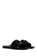 Women's Black Straw Slippers | Derimod Women's Black Straw Slippers | Derimod