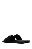 Women's Black Straw Slippers | Derimod Women's Black Straw Slippers | Derimod