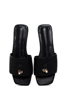 Women's Black Straw Slippers | Derimod Women's Black Straw Slippers | Derimod