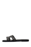 Women's Black Stone Slippers | Derimod Women's Black Stone Slippers | Derimod