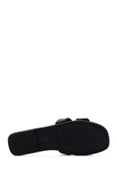 Women's Black Stone Slippers | Derimod Women's Black Stone Slippers | Derimod