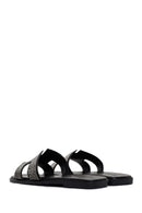 Women's Black Stone Slippers | Derimod Women's Black Stone Slippers | Derimod