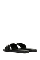 Women's Black Stone Slippers | Derimod Women's Black Stone Slippers | Derimod