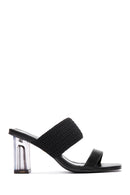Women's Black Transparent Heeled Slippers | Derimod Women's Black Transparent Heeled Slippers | Derimod