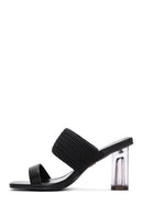 Women's Black Transparent Heeled Slippers | Derimod Women's Black Transparent Heeled Slippers | Derimod