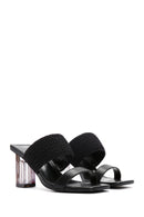Women's Black Transparent Heeled Slippers | Derimod Women's Black Transparent Heeled Slippers | Derimod