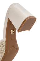 Women's Beige Thick Heeled Straw Slippers | Derimod Women's Beige Thick Heeled Straw Slippers | Derimod