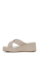 Kadın Bej Hasır Dolgu Topuklu Terlik | Derimod Kadın Bej Hasır Dolgu Topuklu Terlik | Derimod