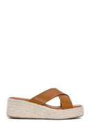 Kadın Taba Hasır Dolgu Topuklu Terlik | Derimod Kadın Taba Hasır Dolgu Topuklu Terlik | Derimod