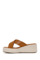 Kadın Taba Hasır Dolgu Topuklu Terlik | Derimod Kadın Taba Hasır Dolgu Topuklu Terlik | Derimod