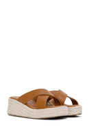 Kadın Taba Hasır Dolgu Topuklu Terlik | Derimod Kadın Taba Hasır Dolgu Topuklu Terlik | Derimod