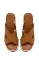 Kadın Taba Hasır Dolgu Topuklu Terlik | Derimod Kadın Taba Hasır Dolgu Topuklu Terlik | Derimod