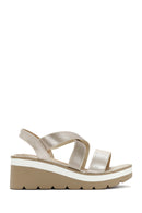 Women's Gold Wedge Heeled Sandals | Derimod Women's Gold Wedge Heeled Sandals | Derimod