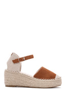 Women's Tan Ankle Strap Wedge Heeled Espadrille | Derimod Women's Tan Ankle Strap Wedge Heeled Espadrille | Derimod