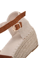 Women's Tan Ankle Strap Wedge Heeled Espadrille | Derimod Women's Tan Ankle Strap Wedge Heeled Espadrille | Derimod