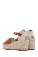 Women's Tan Ankle Strap Wedge Heeled Espadrille | Derimod Women's Tan Ankle Strap Wedge Heeled Espadrille | Derimod