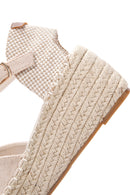 Women's Gray Ankle Strap Wedge Heeled Espadrilles | Derimod Women's Gray Ankle Strap Wedge Heeled Espadrilles | Derimod