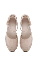 Women's Gray Ankle Strap Wedge Heeled Espadrilles | Derimod Women's Gray Ankle Strap Wedge Heeled Espadrilles | Derimod