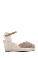 Women's Mink Ankle Strap Stone Wedge Heel Espadrille | Derimod Women's Mink Ankle Strap Stone Wedge Heel Espadrille | Derimod