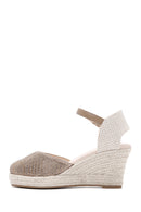 Women's Mink Ankle Strap Stone Wedge Heel Espadrille | Derimod Women's Mink Ankle Strap Stone Wedge Heel Espadrille | Derimod