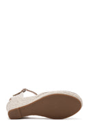 Women's Mink Ankle Strap Stone Wedge Heel Espadrille | Derimod Women's Mink Ankle Strap Stone Wedge Heel Espadrille | Derimod