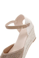 Women's Mink Ankle Strap Stone Wedge Heel Espadrille | Derimod Women's Mink Ankle Strap Stone Wedge Heel Espadrille | Derimod