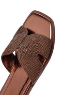 Women's Bronze Knitted Slippers | Derimod Women's Bronze Knitted Slippers | Derimod