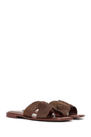 Women's Bronze Knitted Slippers | Derimod Women's Bronze Knitted Slippers | Derimod