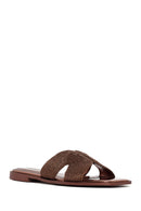 Women's Bronze Knitted Slippers | Derimod Women's Bronze Knitted Slippers | Derimod