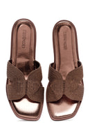 Women's Bronze Knitted Slippers | Derimod Women's Bronze Knitted Slippers | Derimod