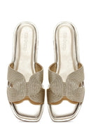 Women's Gold Knitted Slippers | Derimod Women's Gold Knitted Slippers | Derimod