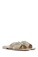 Women's Gold Knitted Slippers | Derimod Women's Gold Knitted Slippers | Derimod