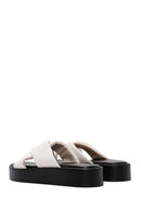 Women's Beige Thick Soled Slippers | Derimod Women's Beige Thick Soled Slippers | Derimod