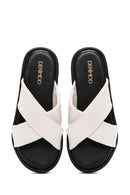 Women's Beige Thick Soled Slippers | Derimod Women's Beige Thick Soled Slippers | Derimod