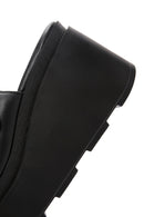 Women's Black Double Buckle Wedge Heeled Slippers | Derimod Women's Black Double Buckle Wedge Heeled Slippers | Derimod